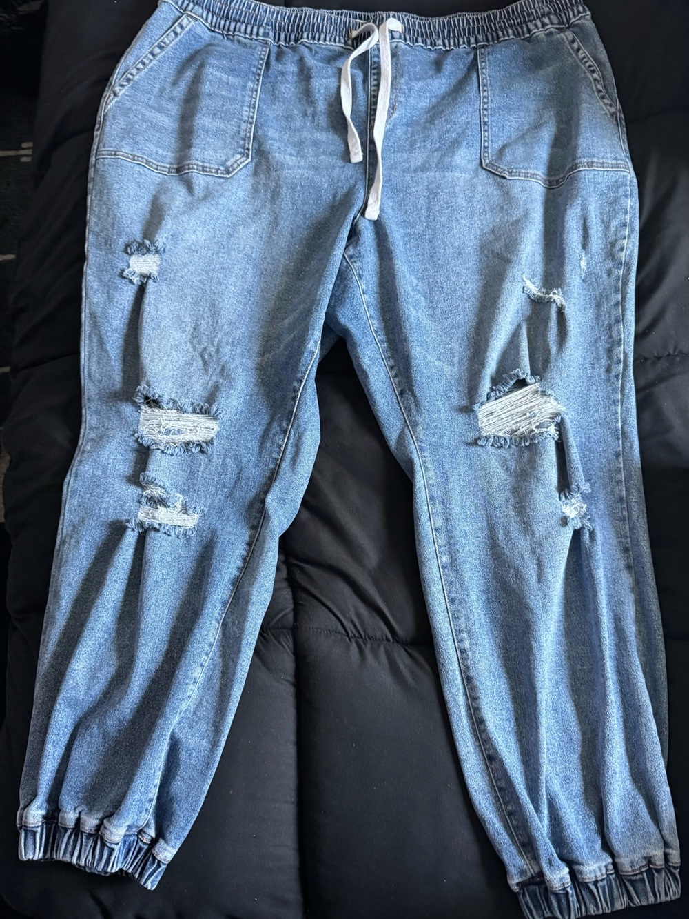 Lane Bryant Distressed Light Blue Denim Jogger Jeans